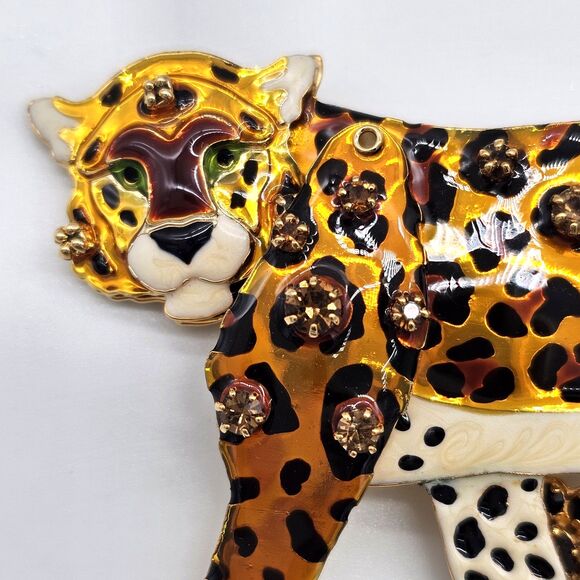 Lunch at the Ritz Leopard Brooch Vtg RARE LATR 2 Go Articulated Pendant Pin - Picture 2 of 11
